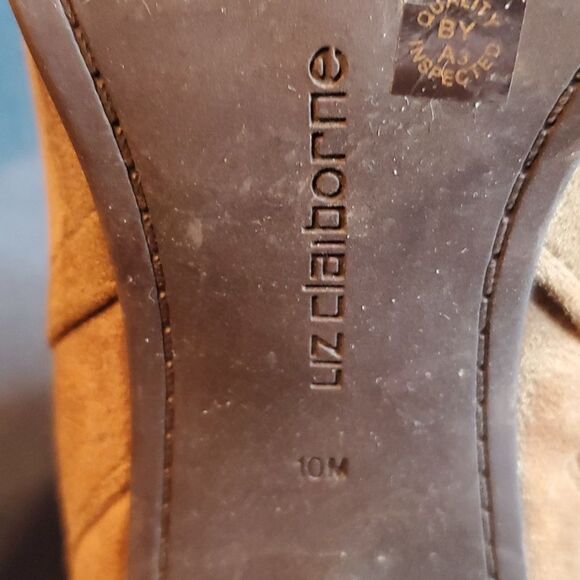 Liz Claiborne Brown Suede Ankle Boots with Leather Strap - Block Heel - Size 10 - Picture 9 of 10